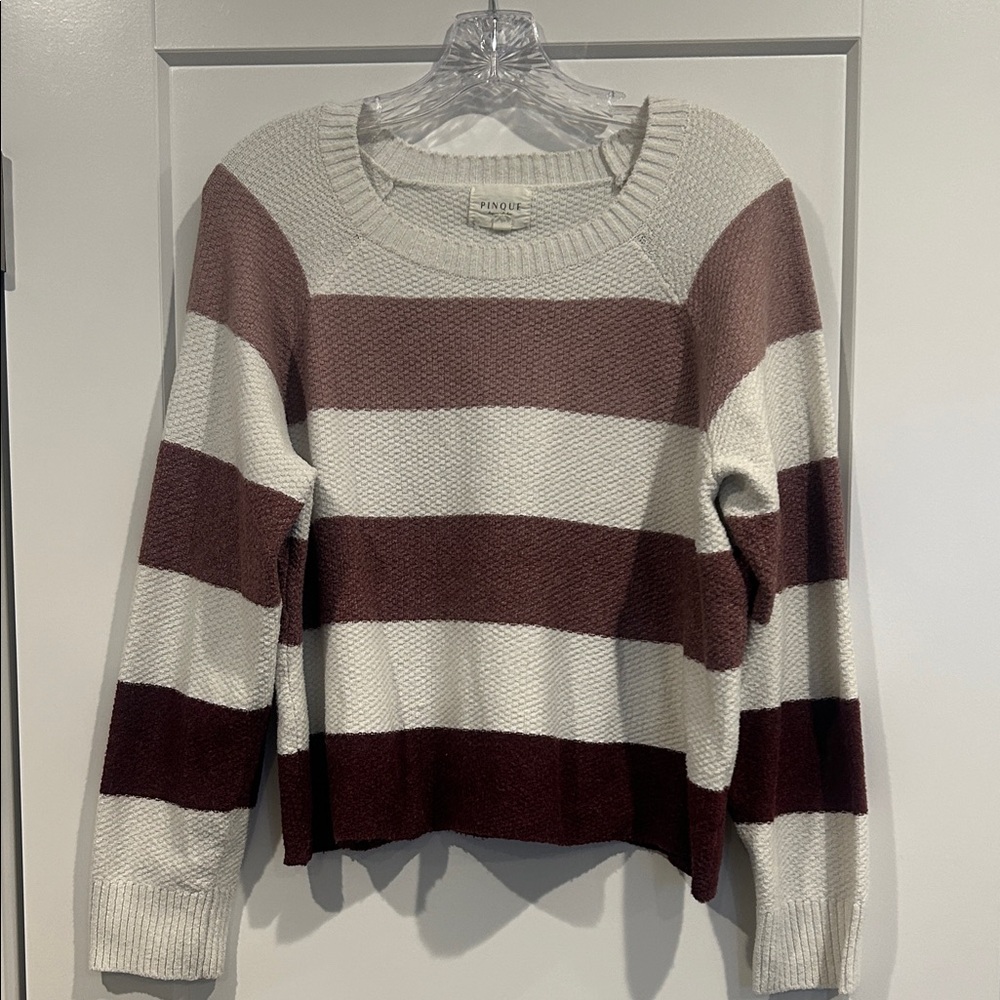 Pinque brand Women's Striped Sweater - Brown and Cream